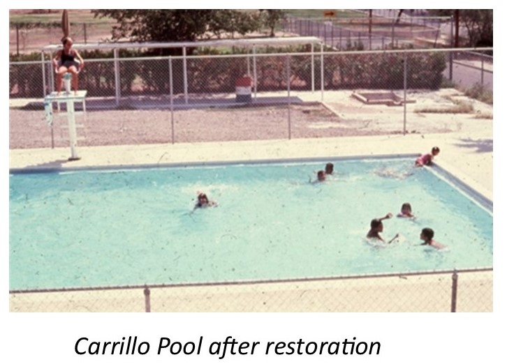 A group of people in a pool

Description automatically generated